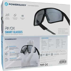 عینک هوشمند پاورولوژی مدل PWDM82806GY با بلوتوث ۵.۴ و محافظ UV400