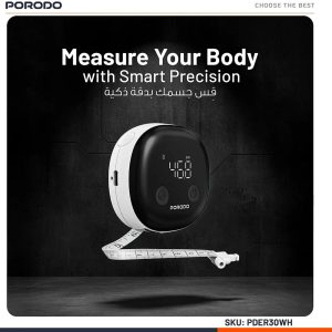 متر ورزشی هوشمند بدن پورودو Porodo مدل PDER30WH نواری
