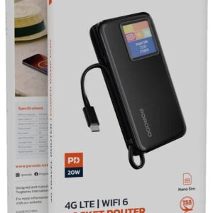 پاوربانک پرودو مدل PDPBFCH087 ظرفیت ۱۰ هزار با مودم جیبی ۴G LTE