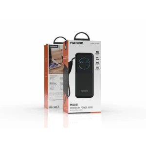 پاوربانک 20000 هوشمند با کابل پرودو Porodo POLO II POWER BANK PDPBFCH0101BK