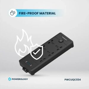 چندراهی برق پاورولوژی مدل PWCUQC034 ظرفیت ۲۵۰۰ وات با ۳ عدد پریز