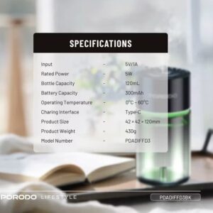 خوشبو کننده هوا هوشمند پرودو Porodo Valencia Smart Aroma Diffuser PDADIFFD3